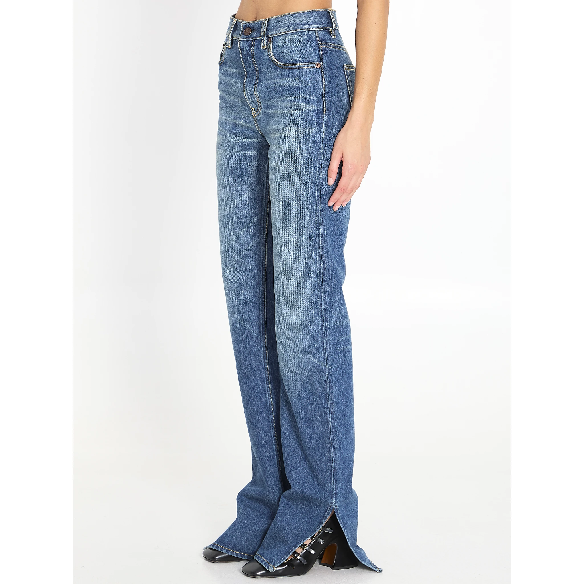 Straight-leg denim jeans