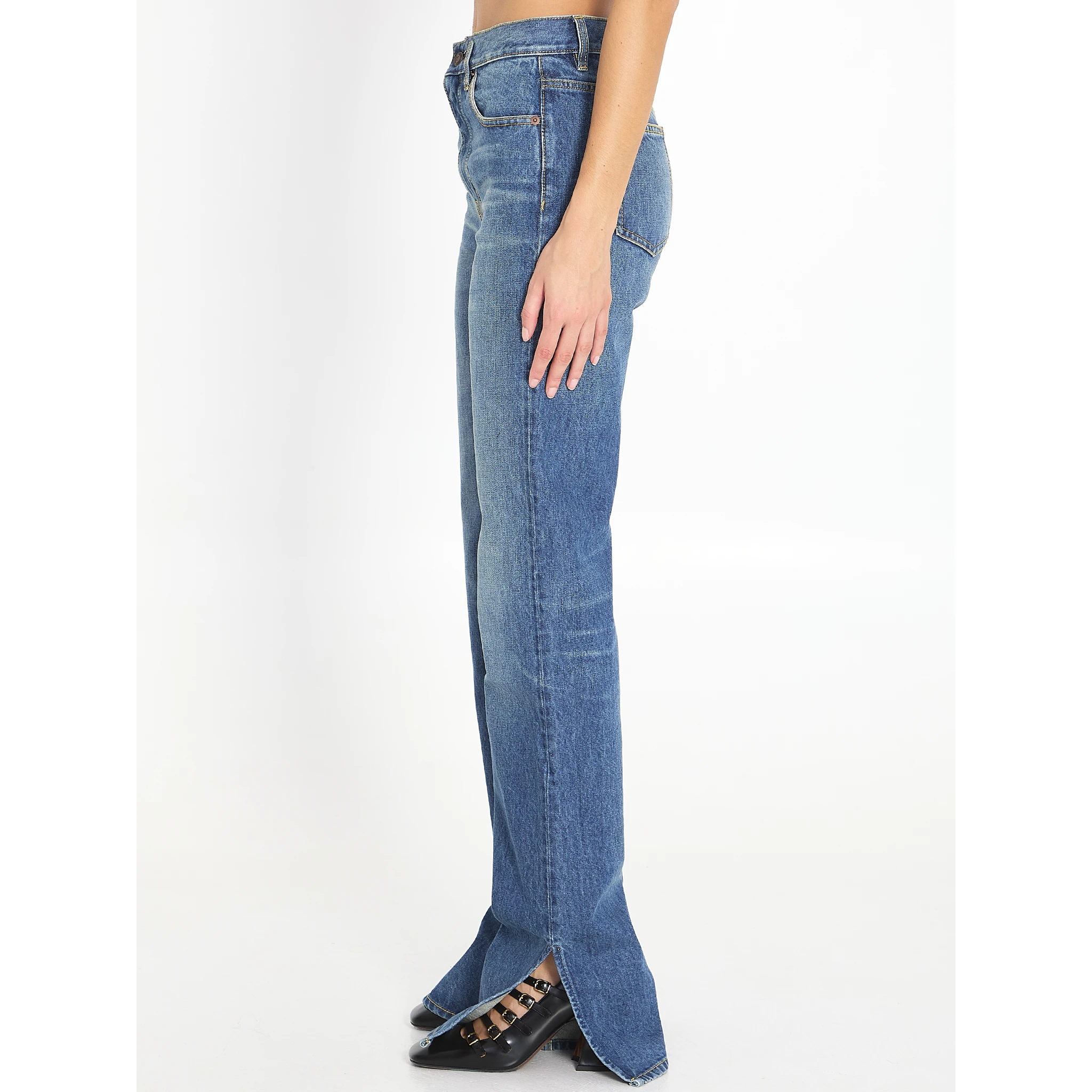 Straight-leg denim jeans