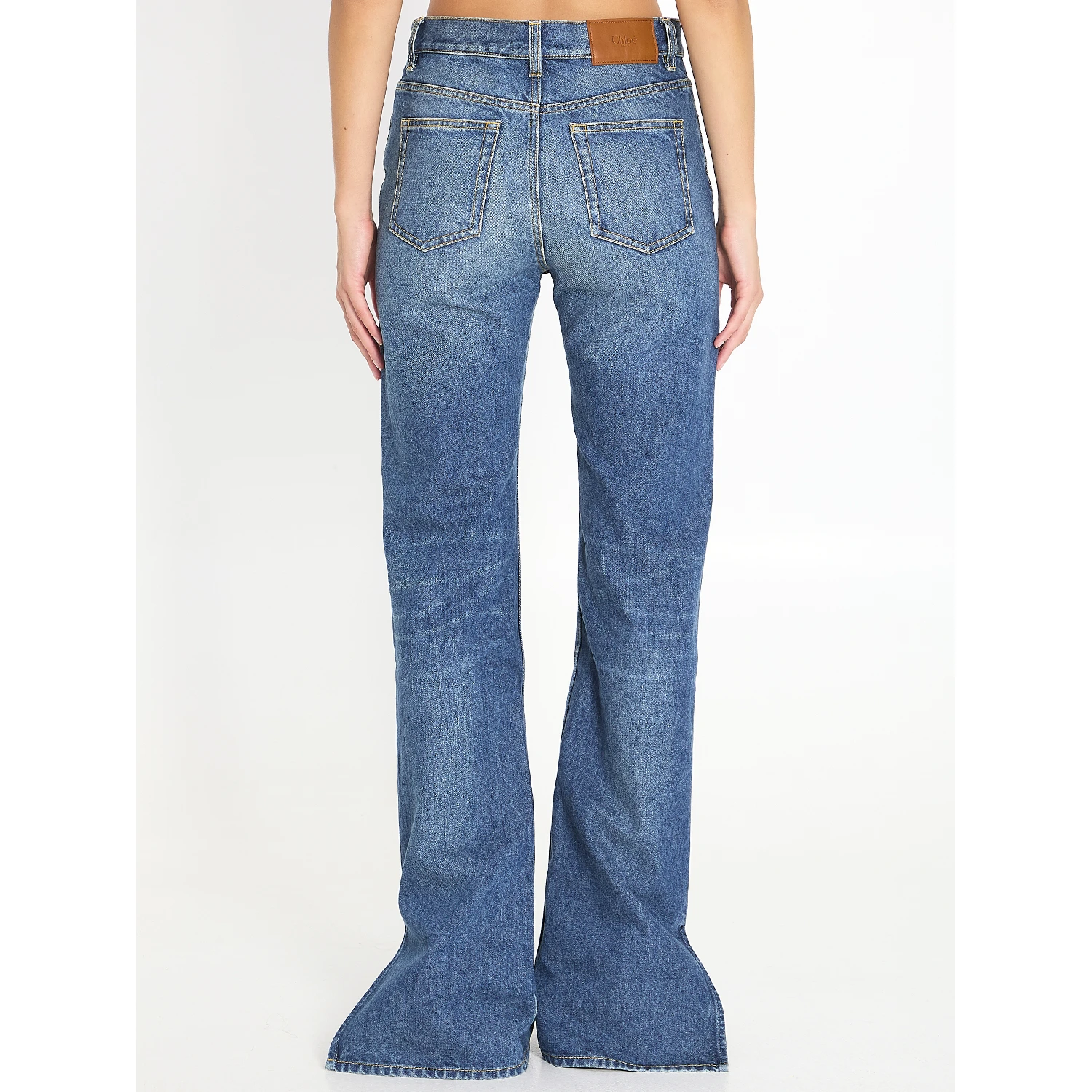 Straight-leg denim jeans