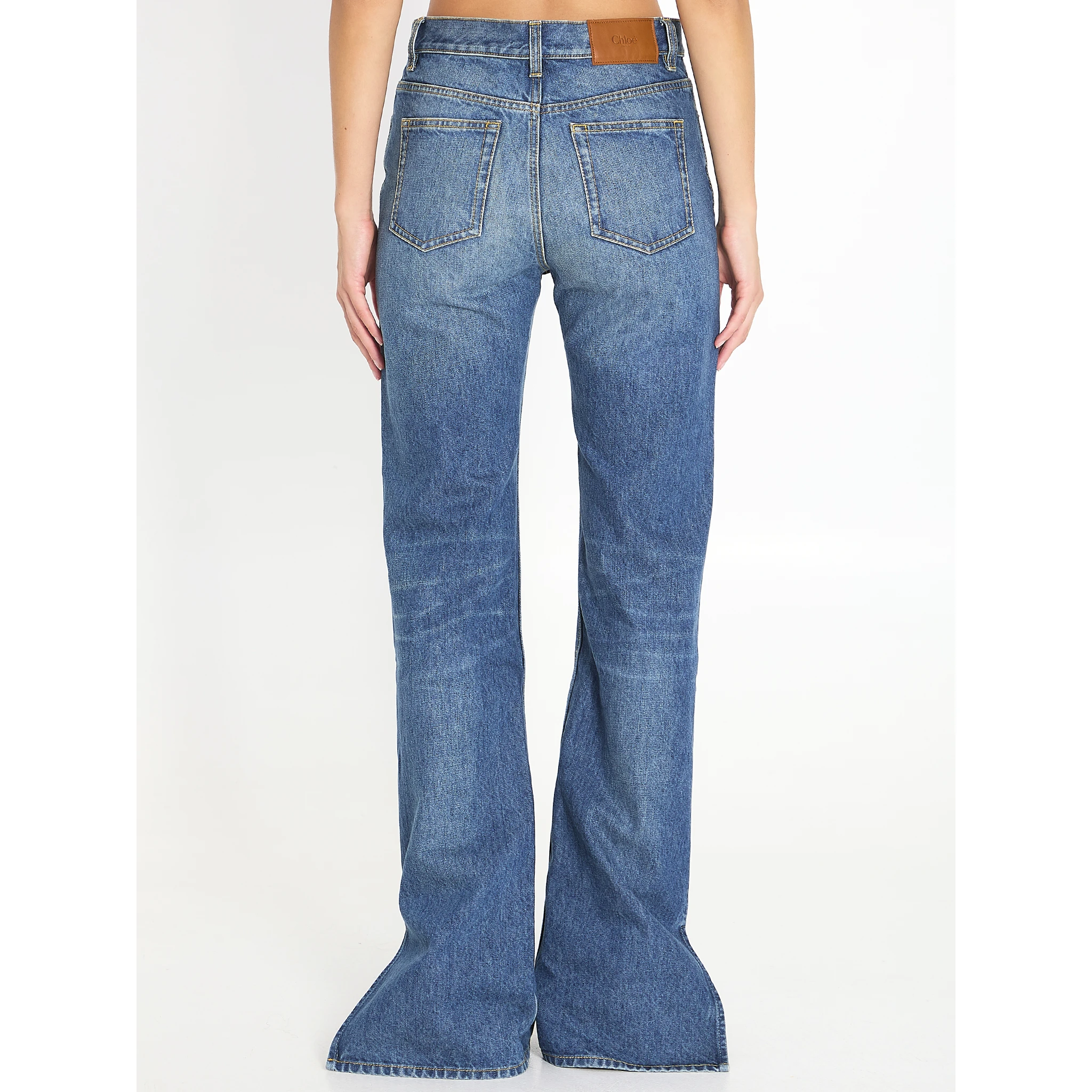 Straight-leg denim jeans