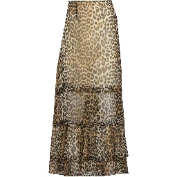 Animal Print Flared Layered Leopard Skirt