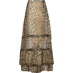 Animal Print Flared Layered Leopard Skirt