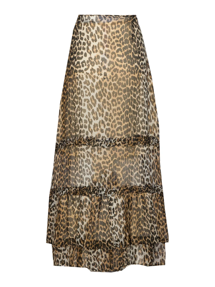 Animal Print Flared Layered Leopard Skirt alternative