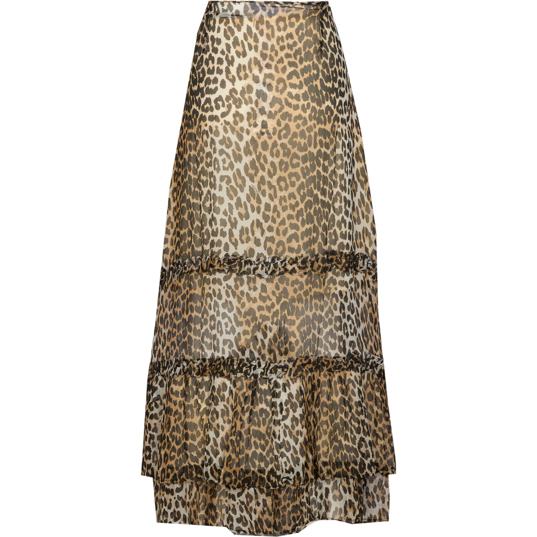 Animal Print Flared Layered Leopard Skirt