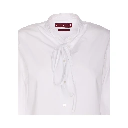 Neck-tie long-sleeve top