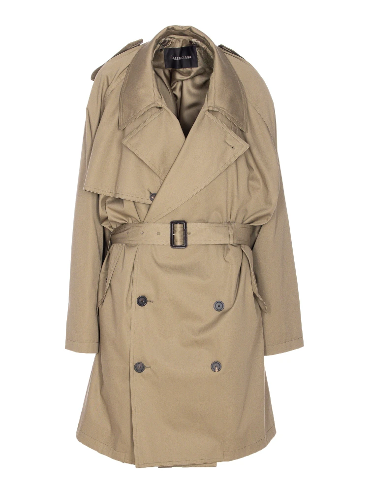 Belted double-breasted trench coat