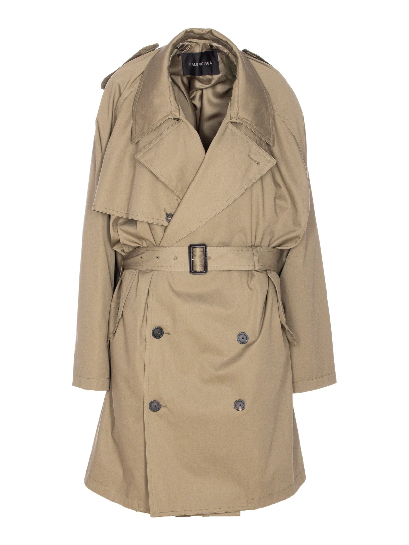Belted double-breasted trench coat