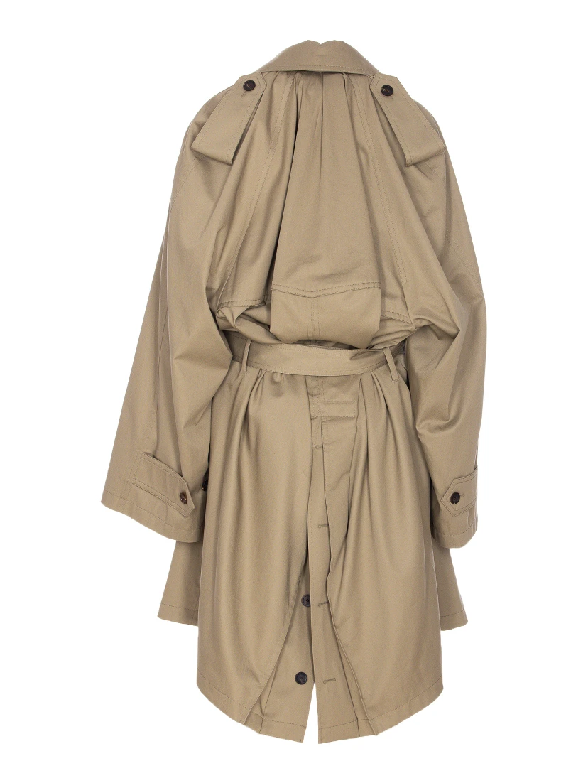 Belted double-breasted trench coat