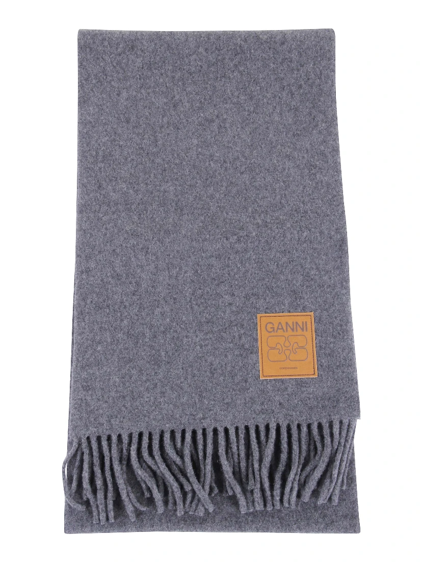 logo-patch fringed scarf