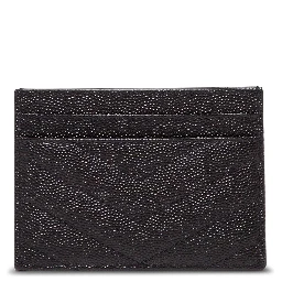 Black Quilted Leather Card Holder with Logo