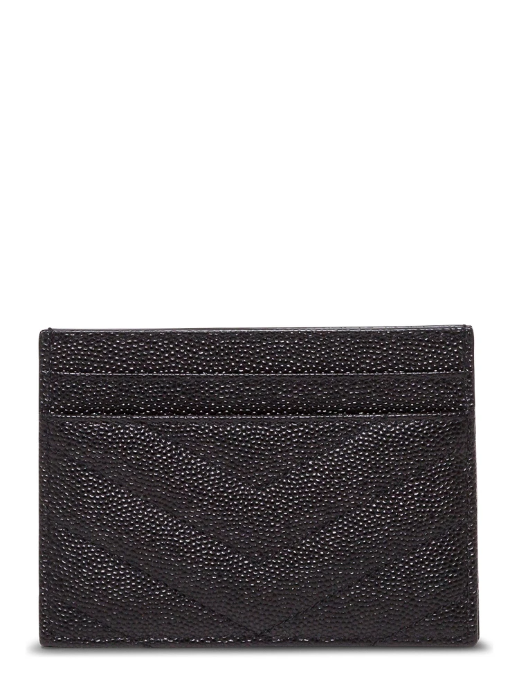 Black Quilted Leather Card Holder with Logo alternative