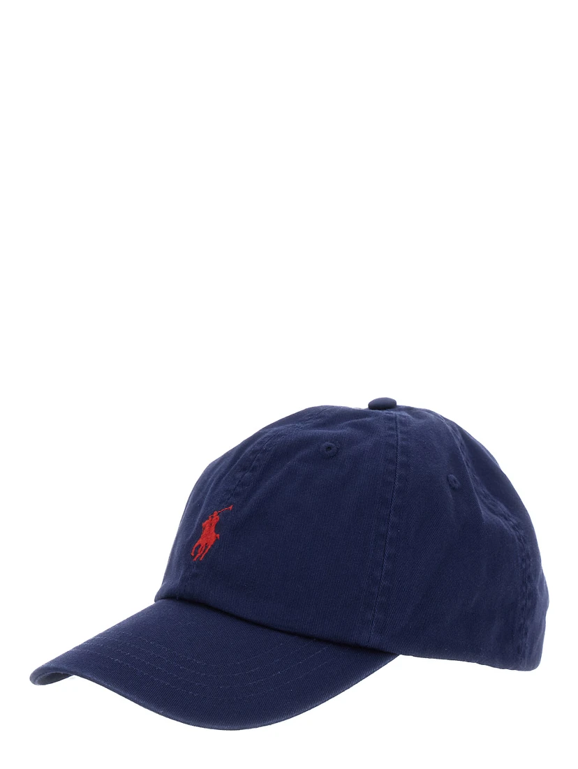 Blue Baseball Cap with Pony Embroidery on the Front and Rear Adjustable Buckle Closure in Cotton Woman