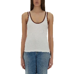 RIBBED COTTON TANK TOP WITH WEB