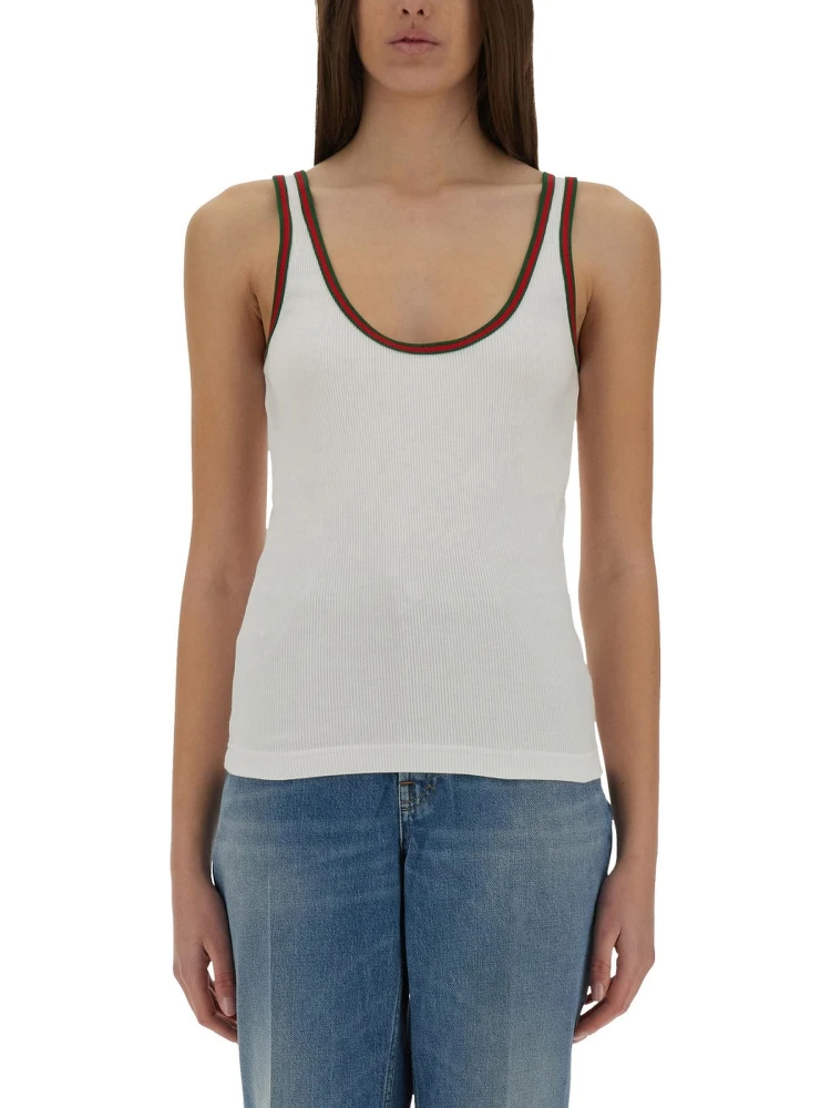 RIBBED COTTON TANK TOP WITH WEB