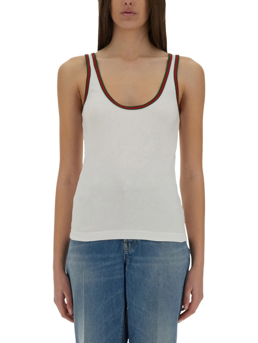 RIBBED COTTON TANK TOP WITH WEB