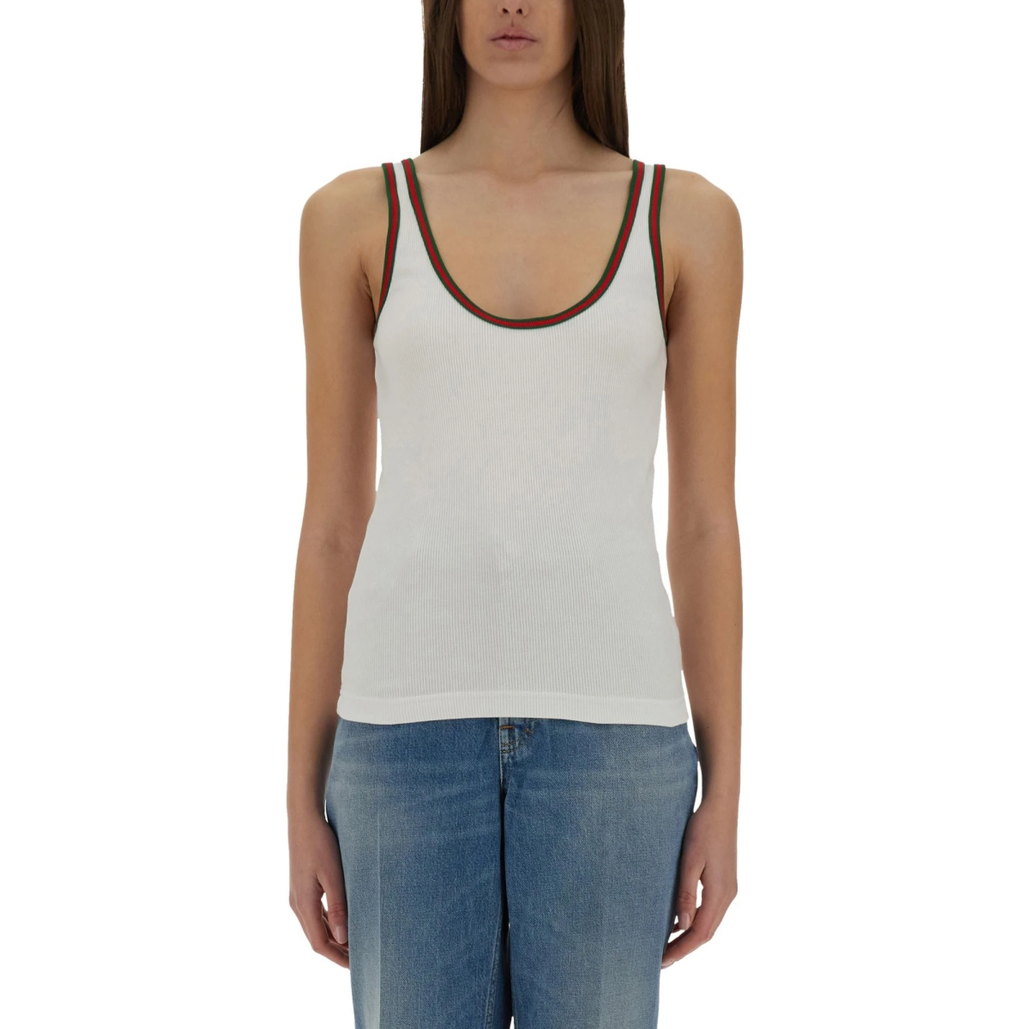 RIBBED COTTON TANK TOP WITH WEB