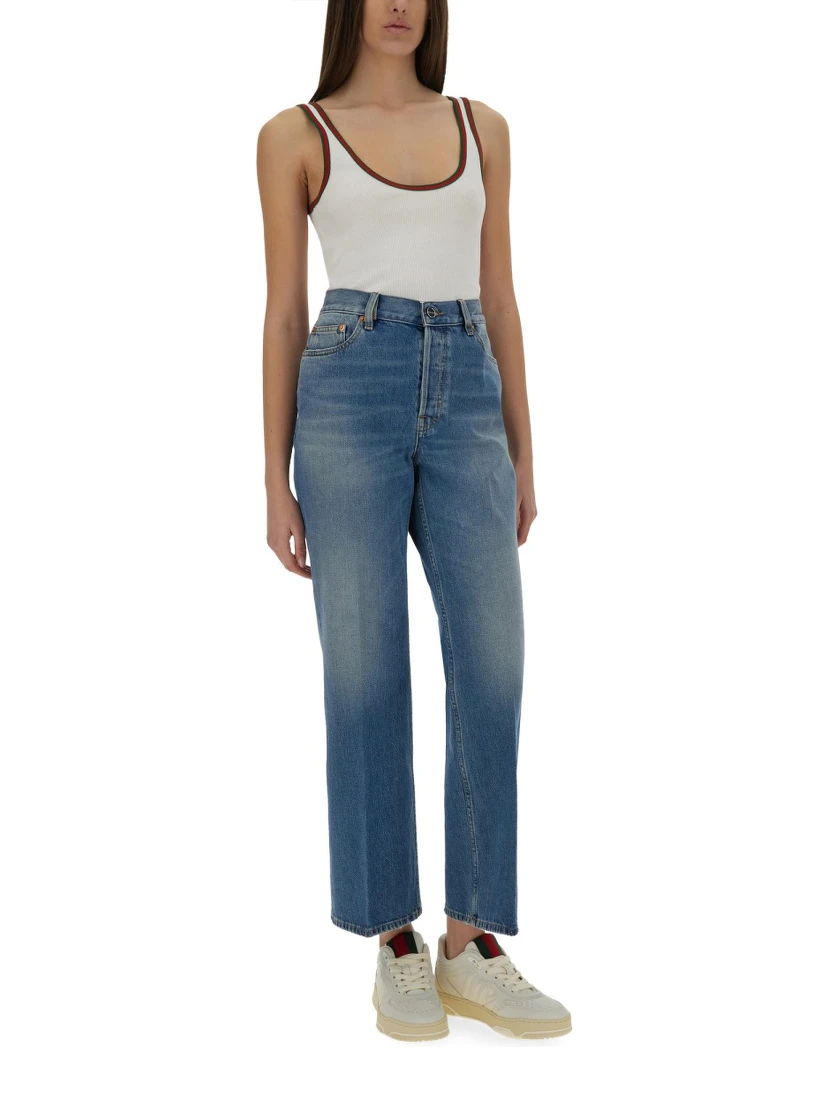 RIBBED COTTON TANK TOP WITH WEB