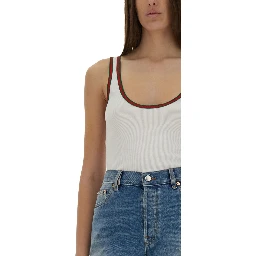 RIBBED COTTON TANK TOP WITH WEB