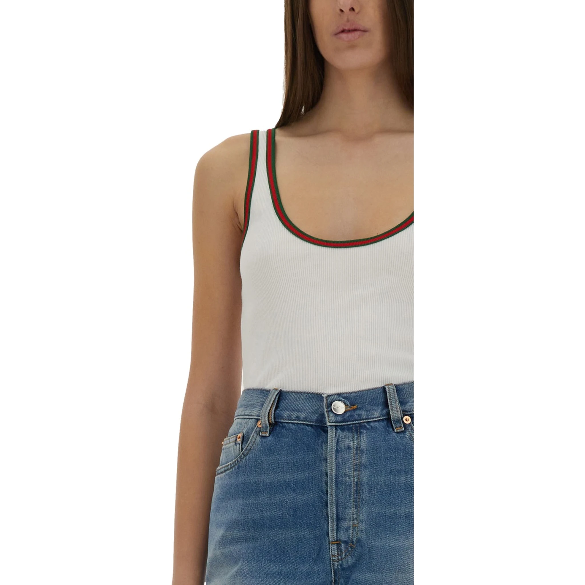 RIBBED COTTON TANK TOP WITH WEB