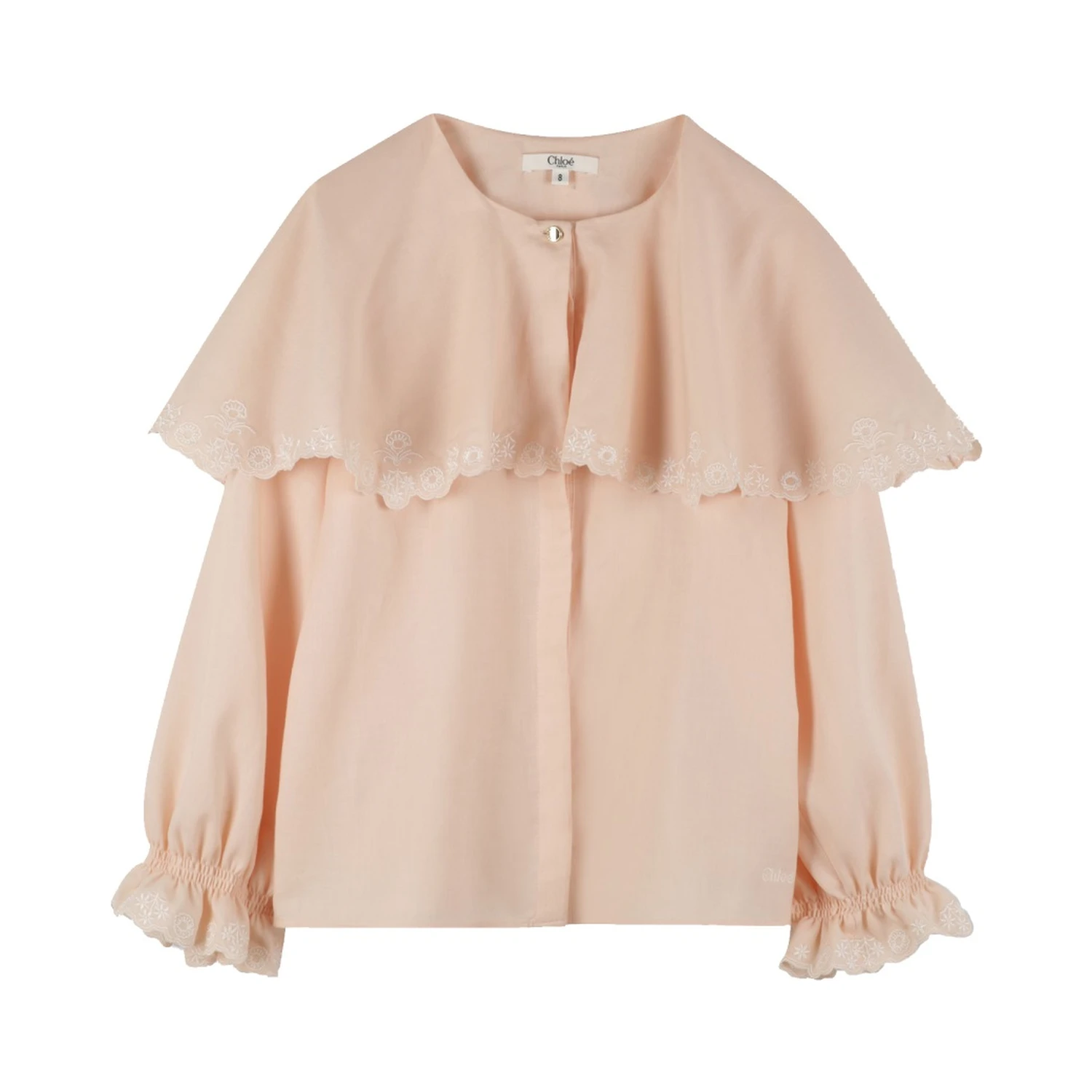 Kids embroidered ruffled-collar blouse pink ...