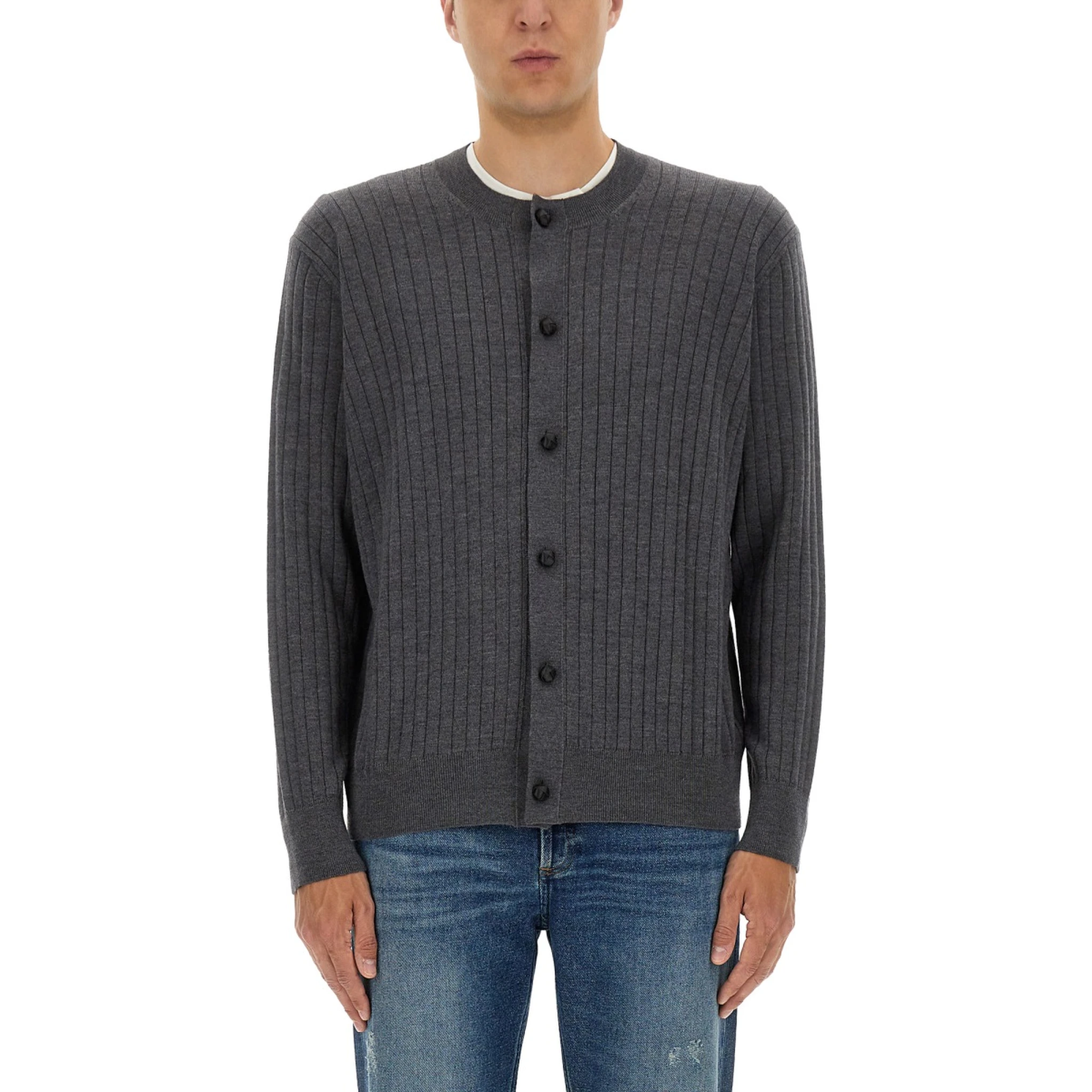 RIBBED WOOL CARDIGAN