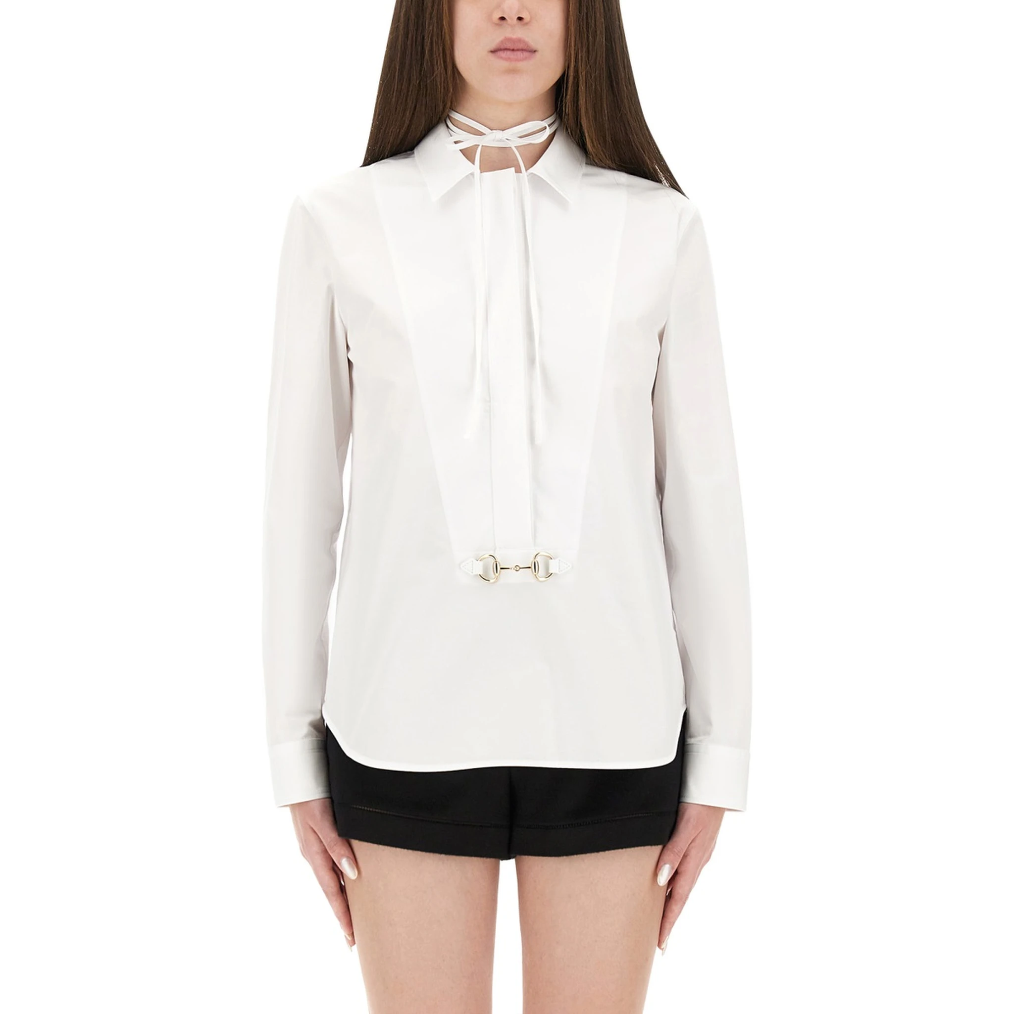 COTTON POPLIN SHIRT WITH CLAMP