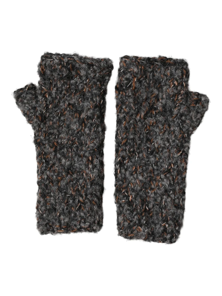Gray Virgin Wool Knitted Fingerless Men Gloves
