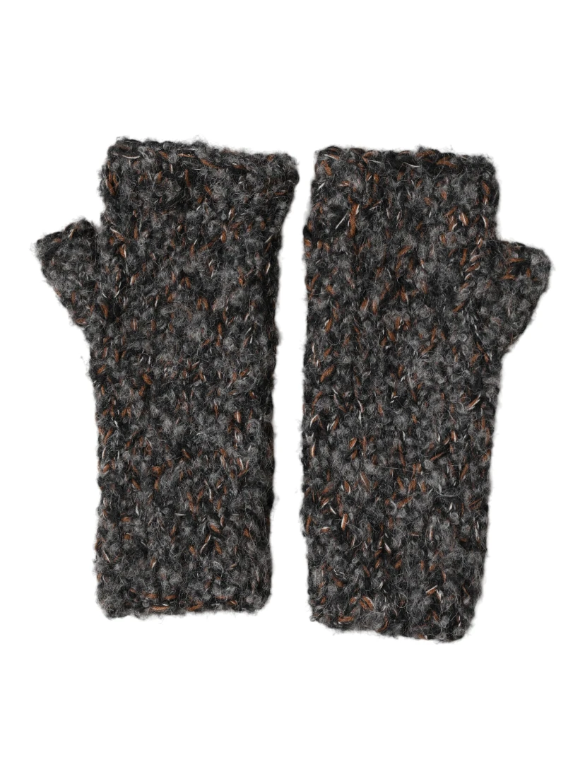 Gray Virgin Wool Knitted Fingerless Men Gloves