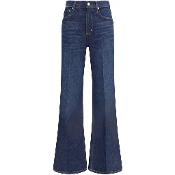 Blue Cotton Flared Jeans