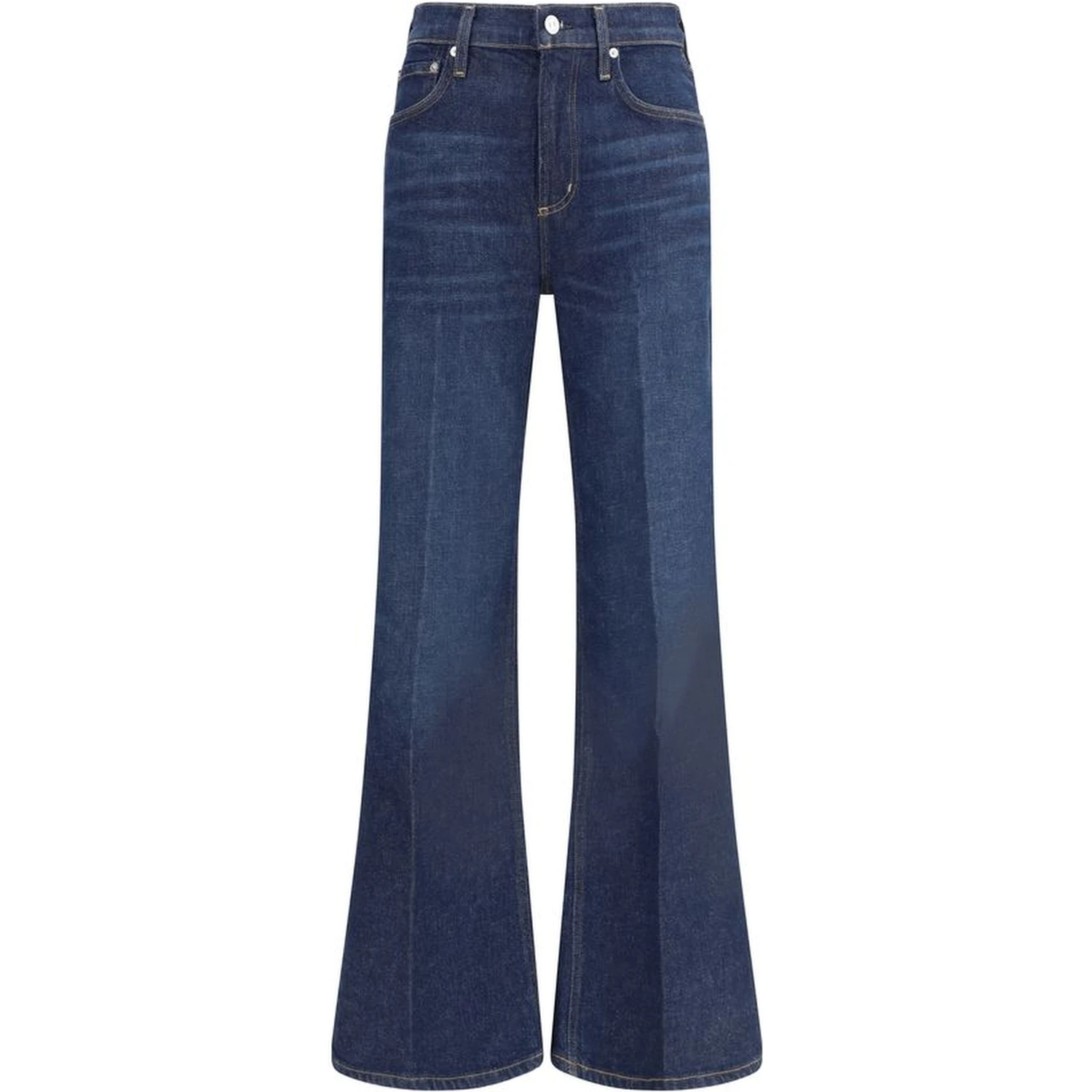 Blue Cotton Flared Jeans