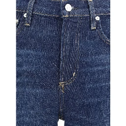 Blue Cotton Flared Jeans