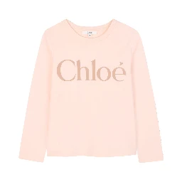 Kids logoprint long sleeve top pink