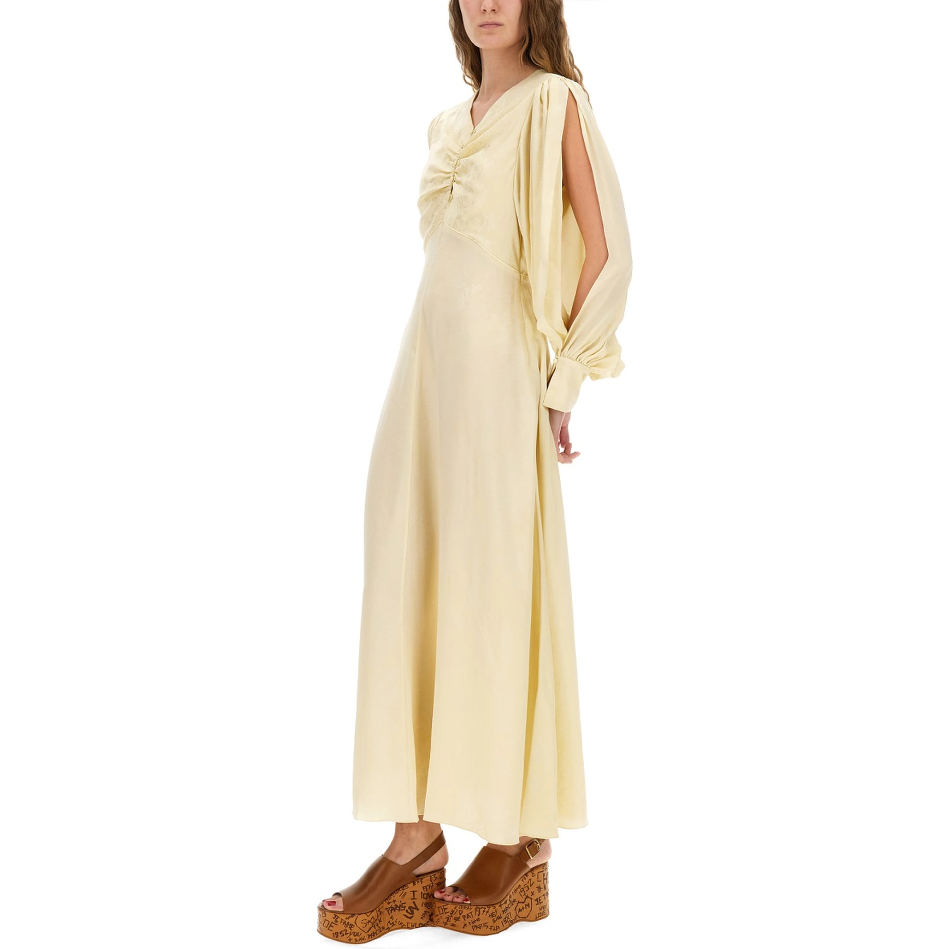 RUCHED SILK DRESS