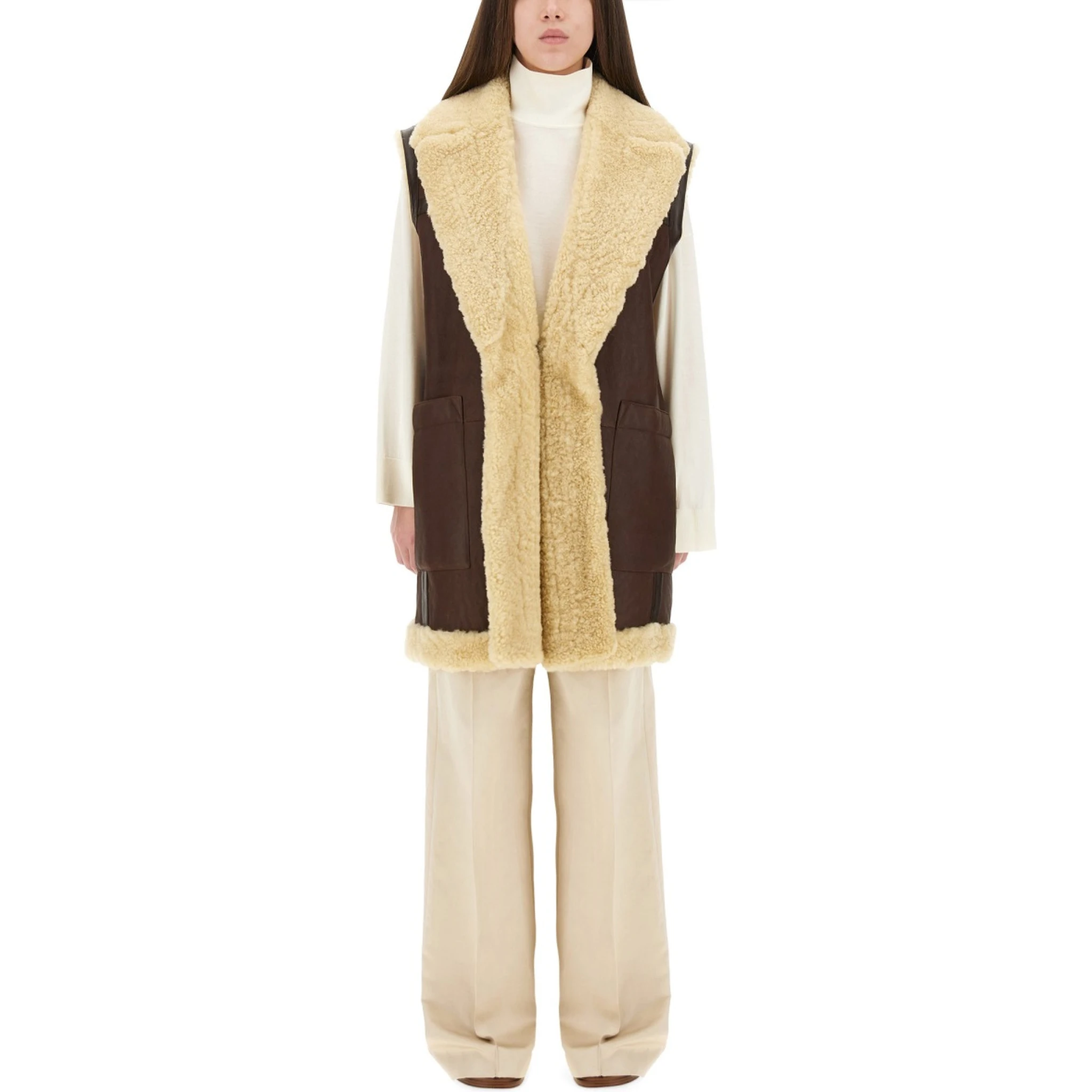 LEATHER AND SHEARLING VEST