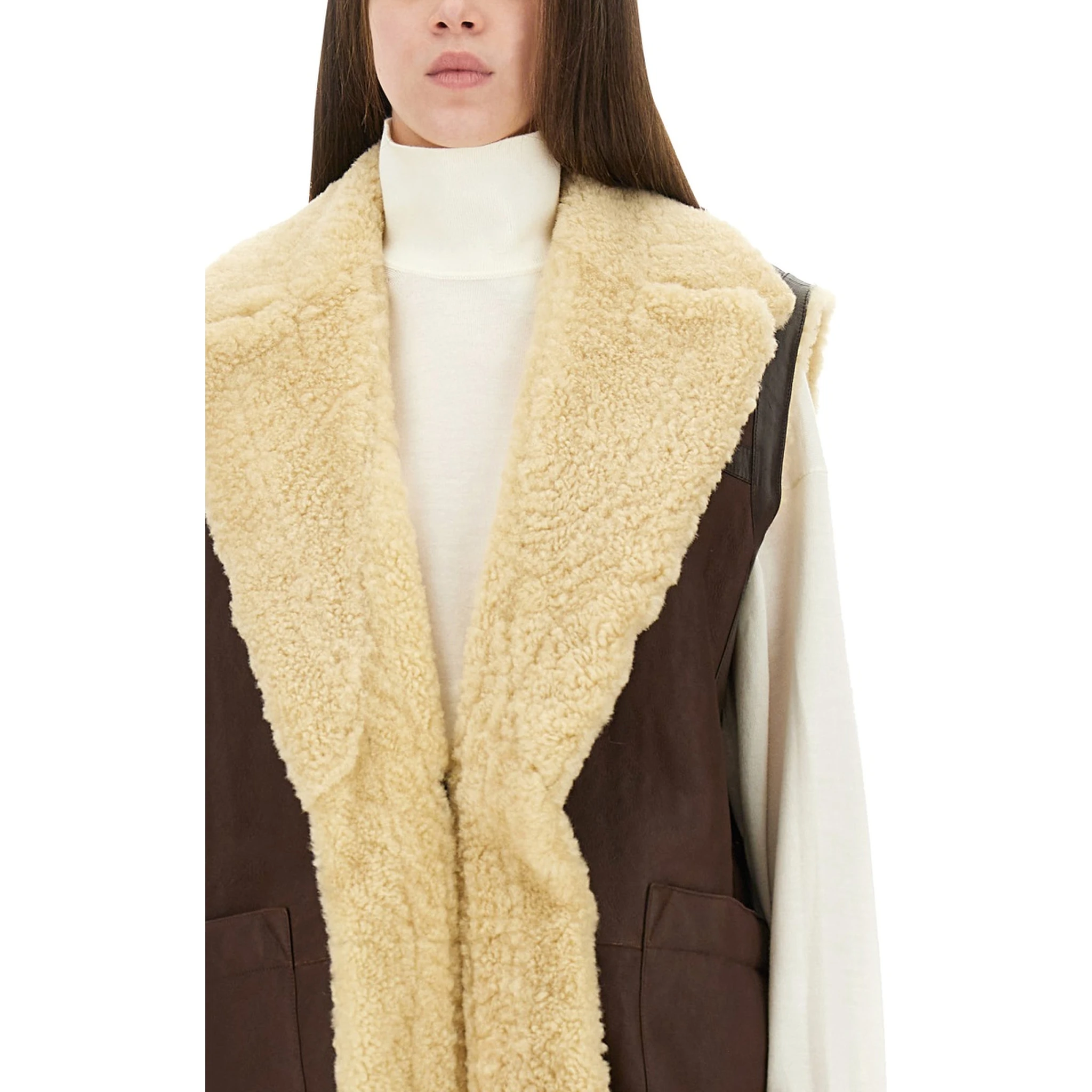 LEATHER AND SHEARLING VEST