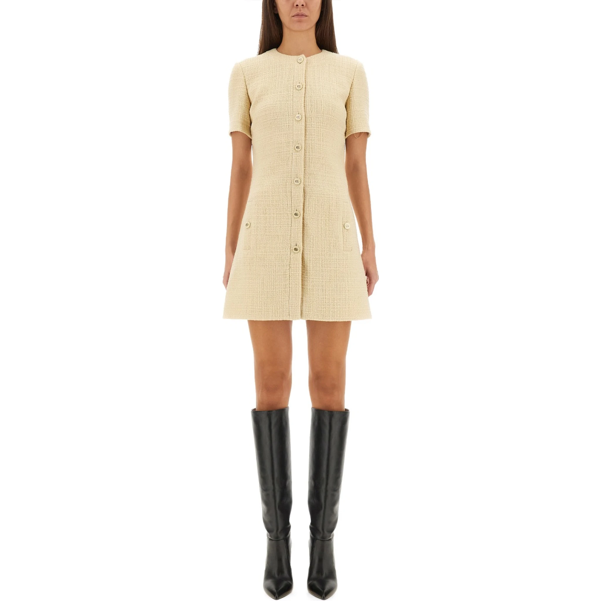 TEXTURED WOOL TWEED DRESS