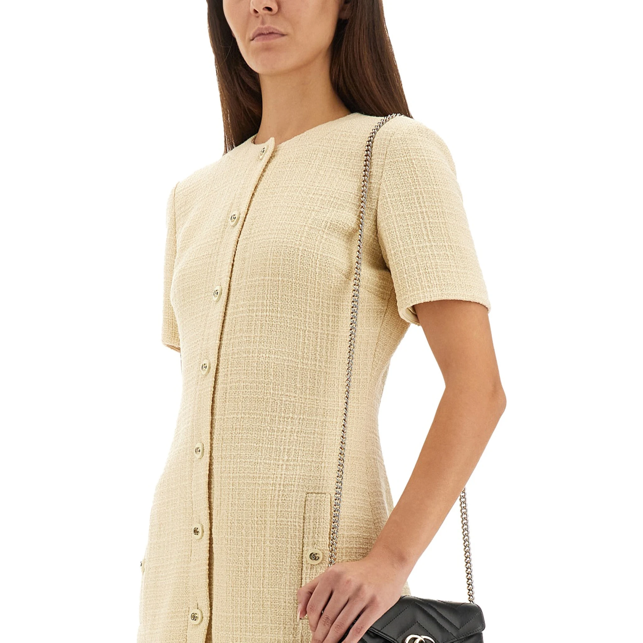 TEXTURED WOOL TWEED DRESS