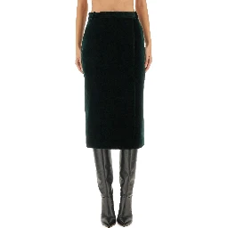 VELVET CROSSOVER MIDI SKIRT