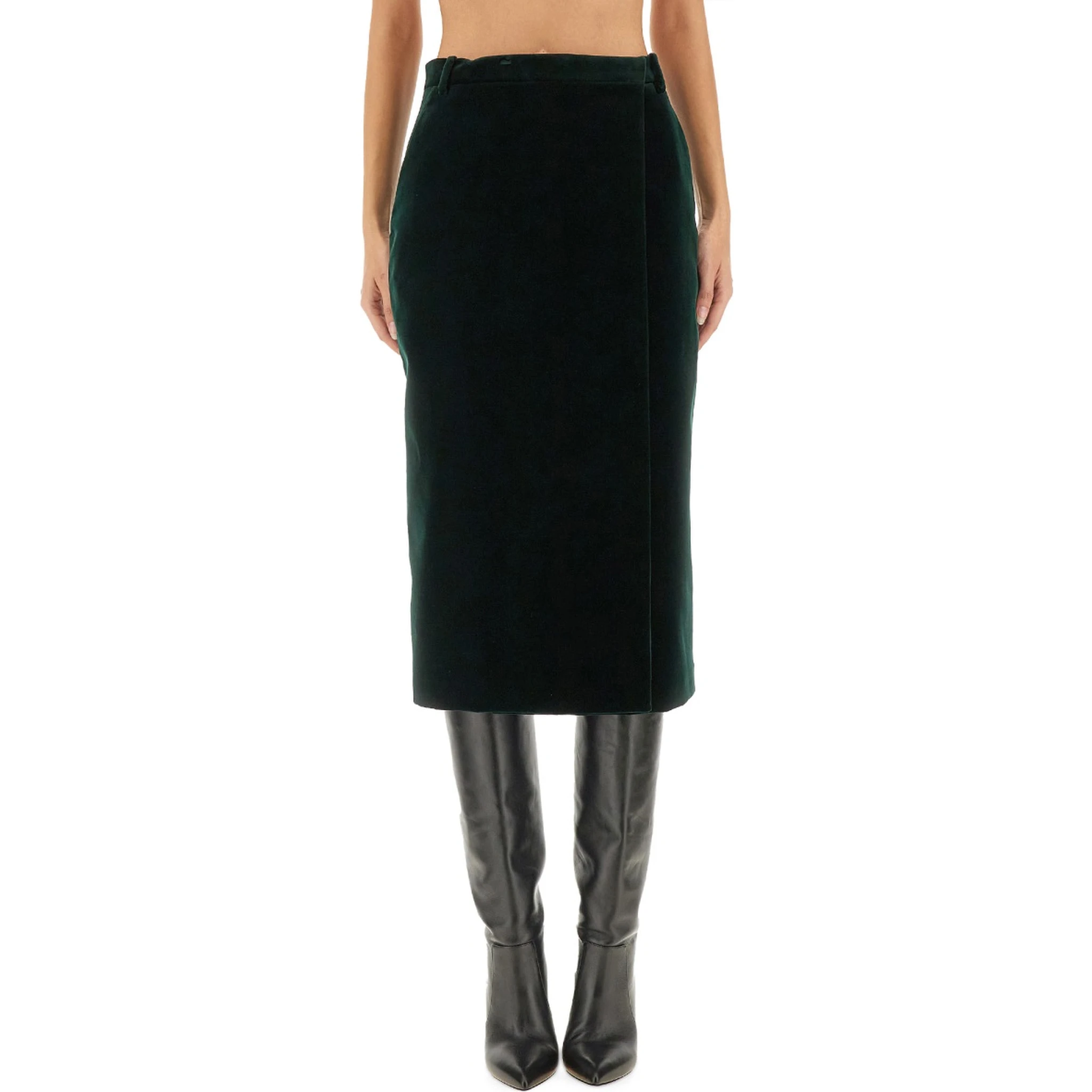 VELVET CROSSOVER MIDI SKIRT