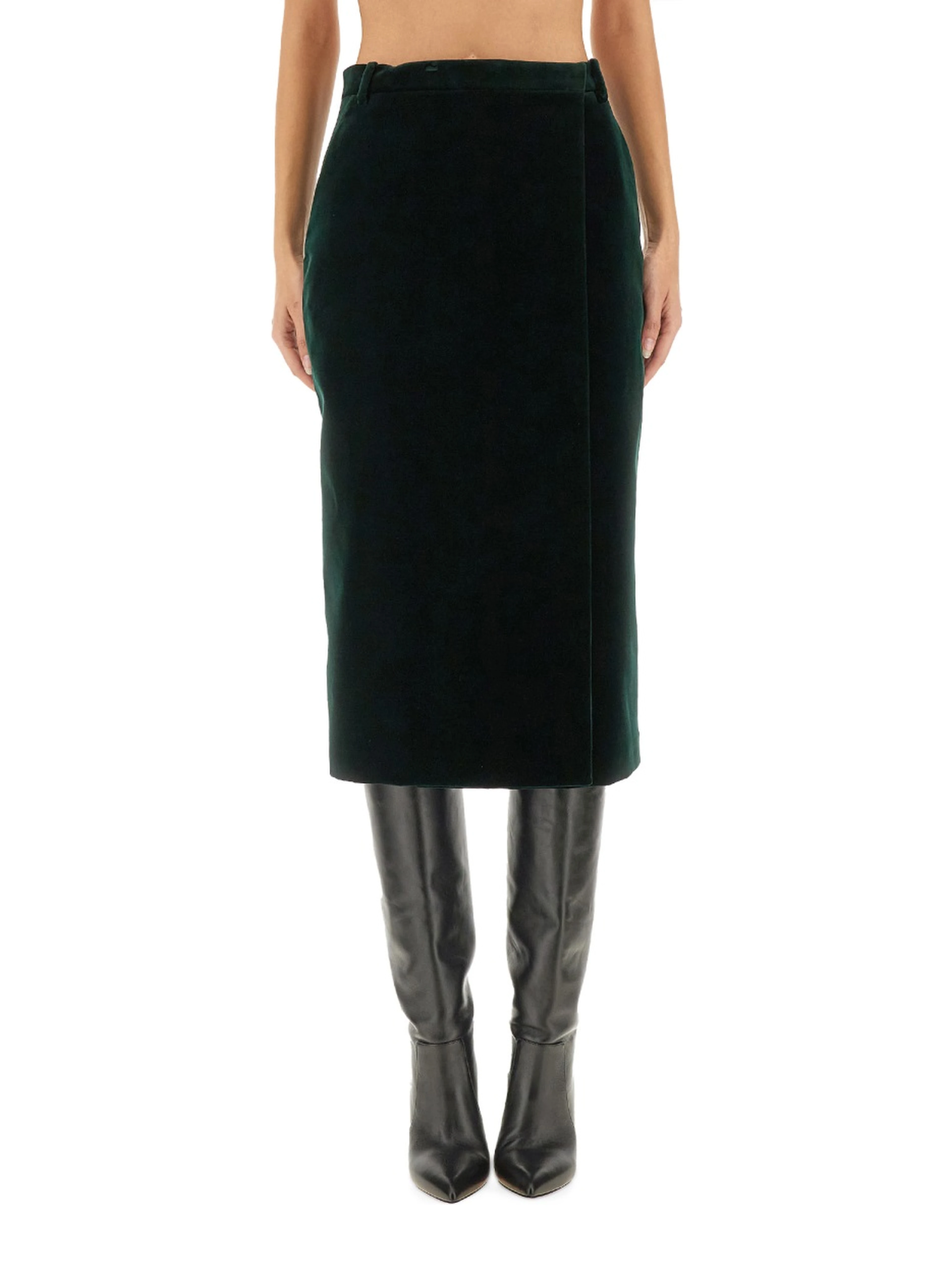 VELVET CROSSOVER MIDI SKIRT