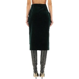VELVET CROSSOVER MIDI SKIRT