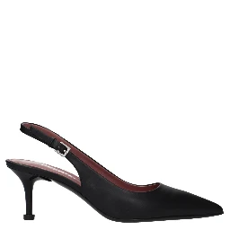 Black Leather Platform Pumps