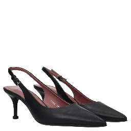 Black Leather Platform Pumps