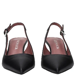 Black Leather Platform Pumps