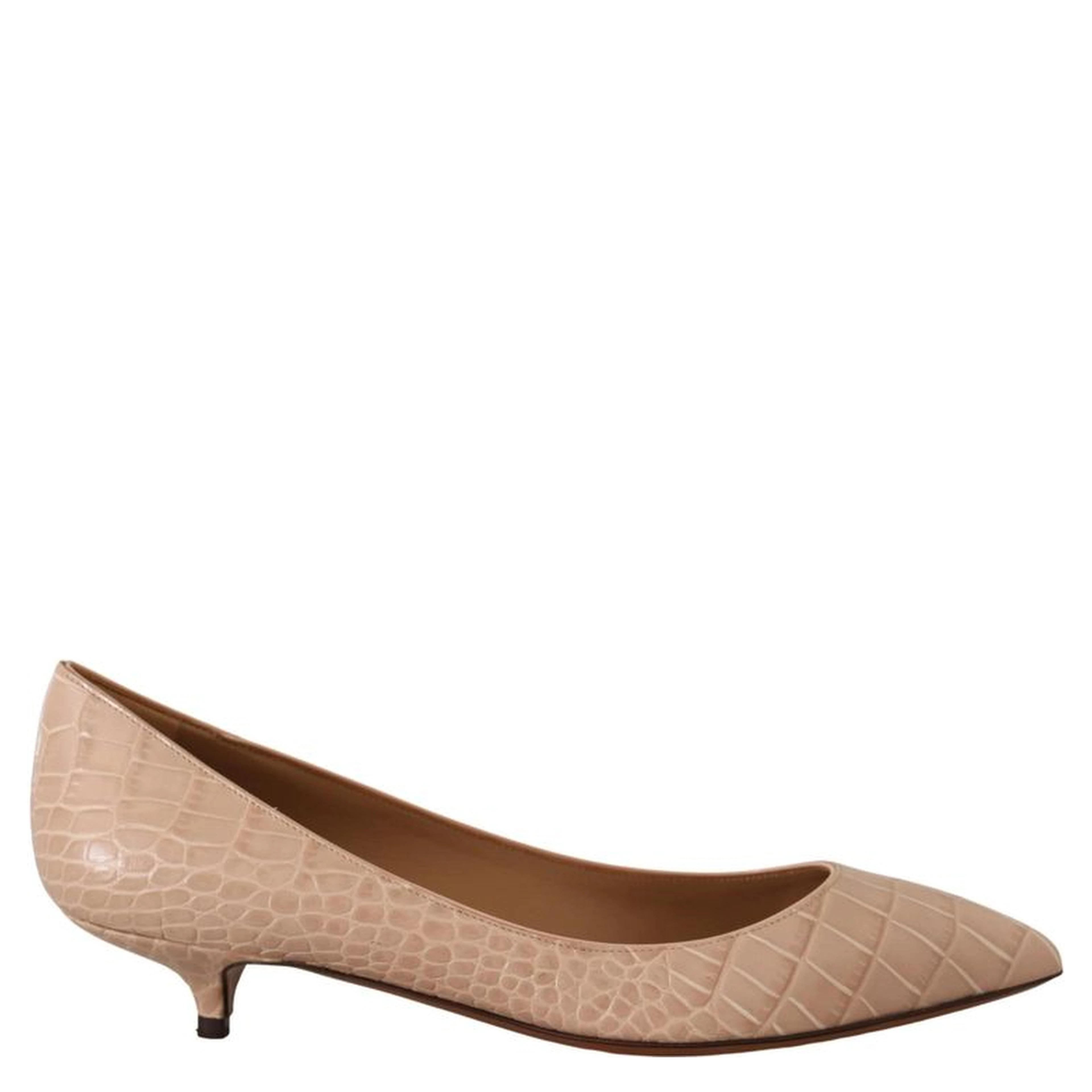 Beige Leather Platform Pumps