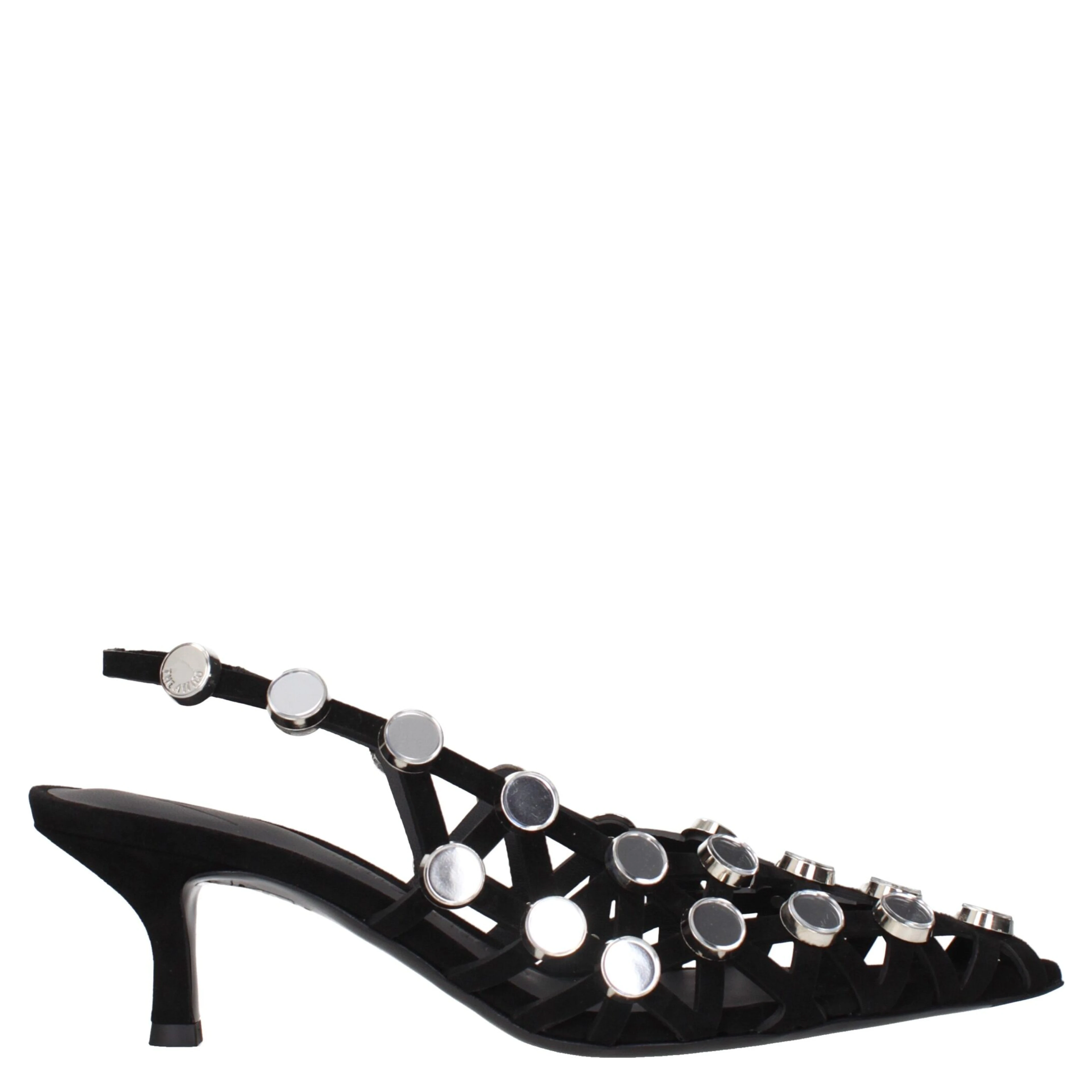 Black Leather Stiletto Heel Sandals
