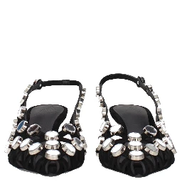Black Leather Stiletto Heel Sandals