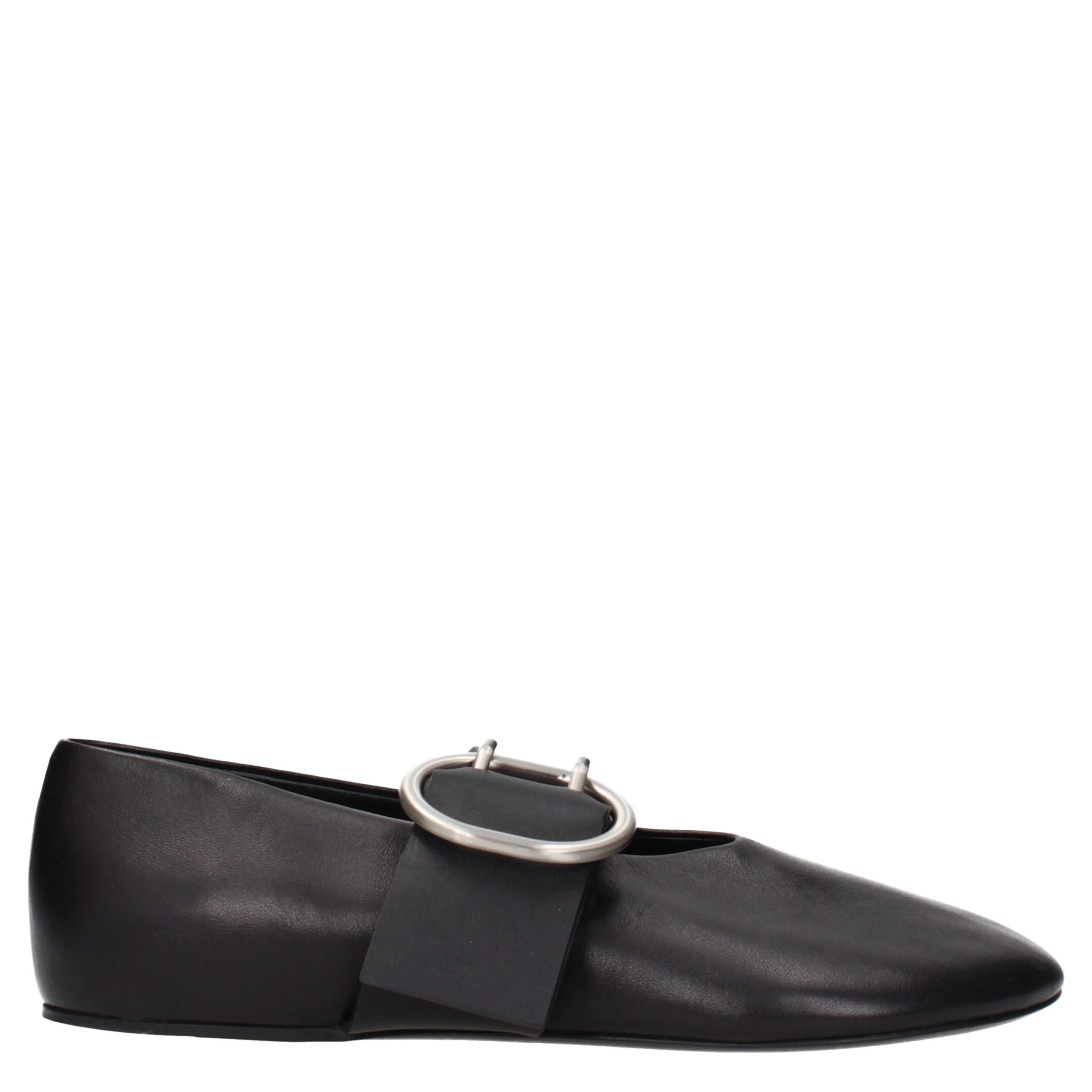 Black Leather Ballet Flats