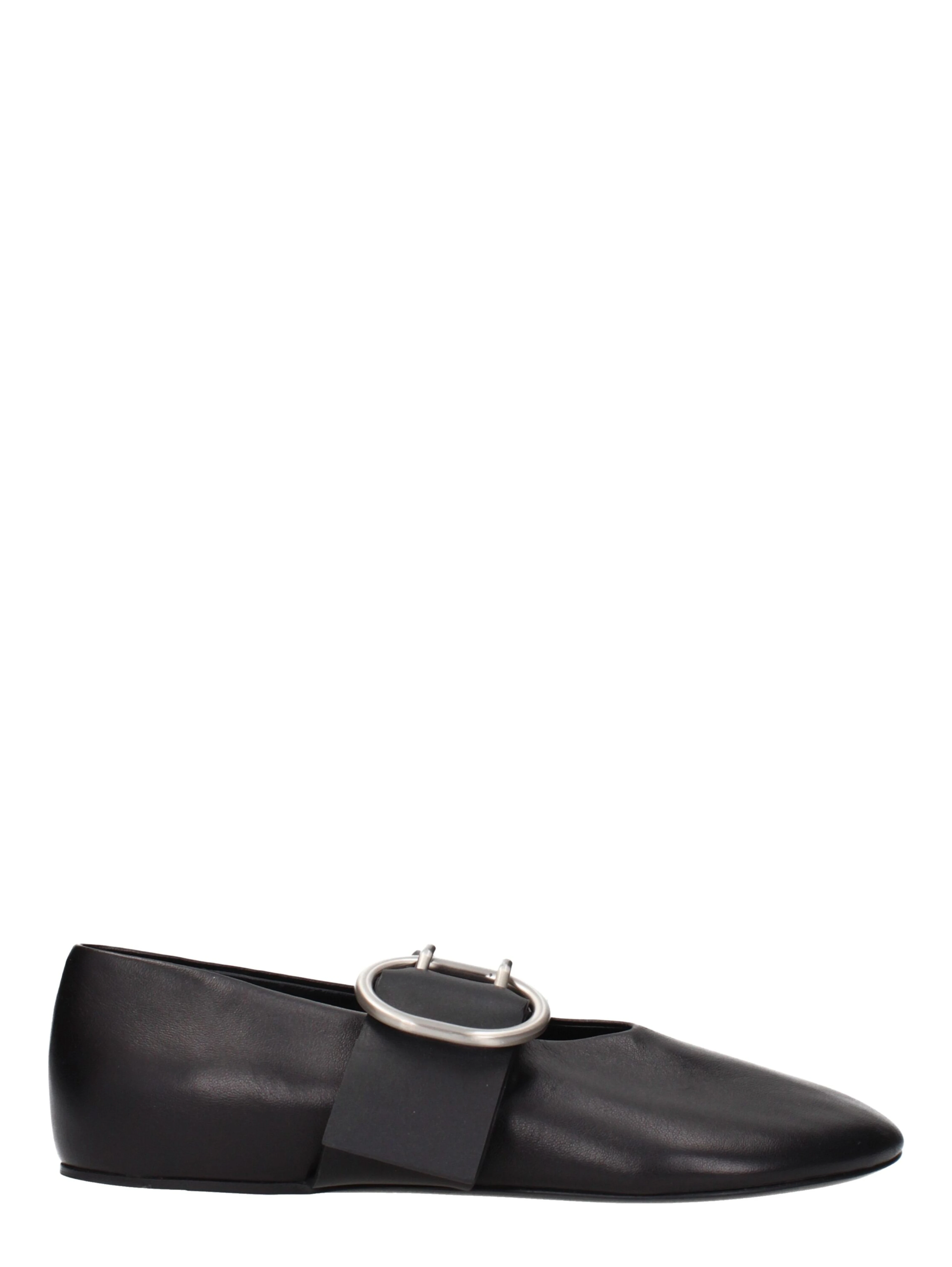 Black Leather Ballet Flats