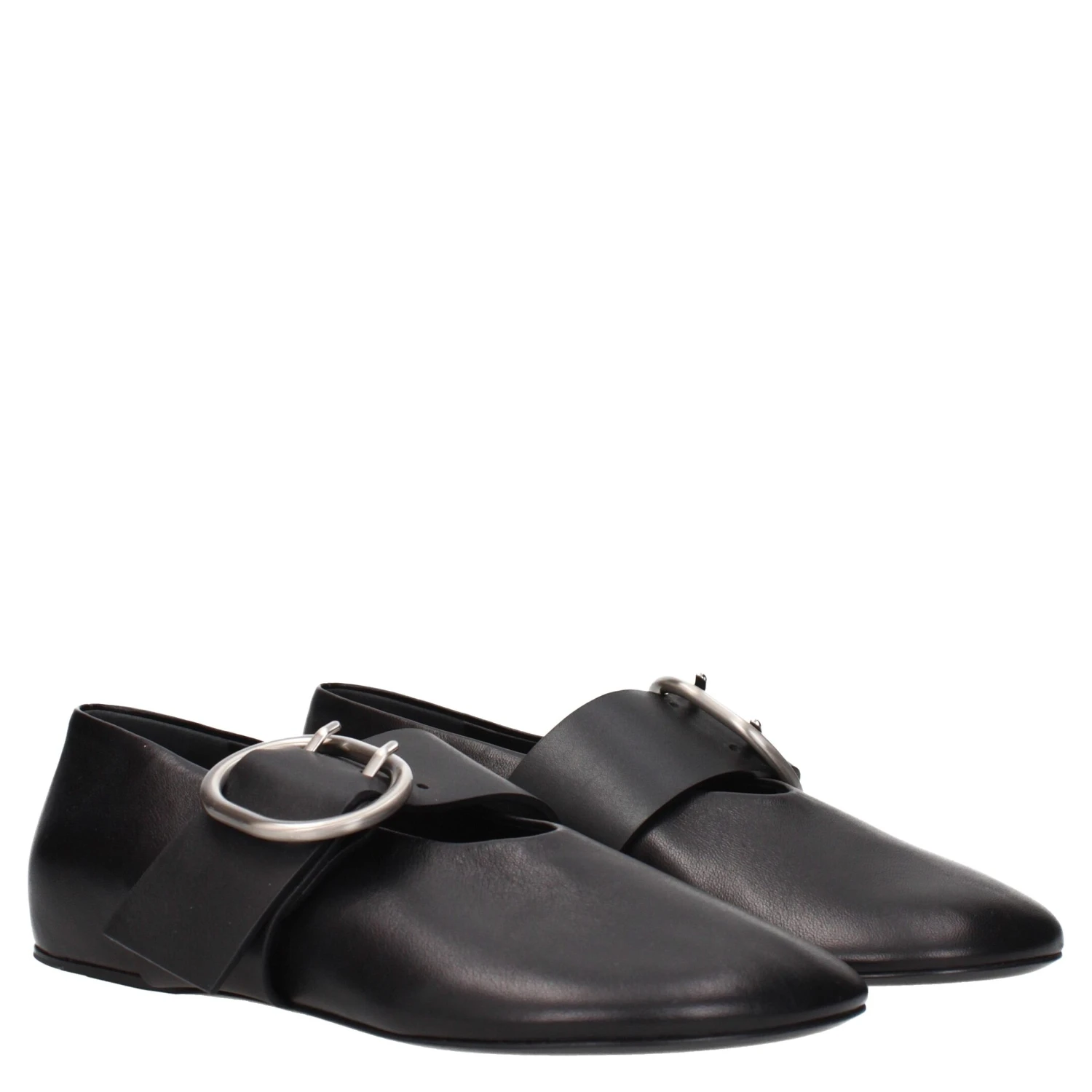 Black Leather Ballet Flats